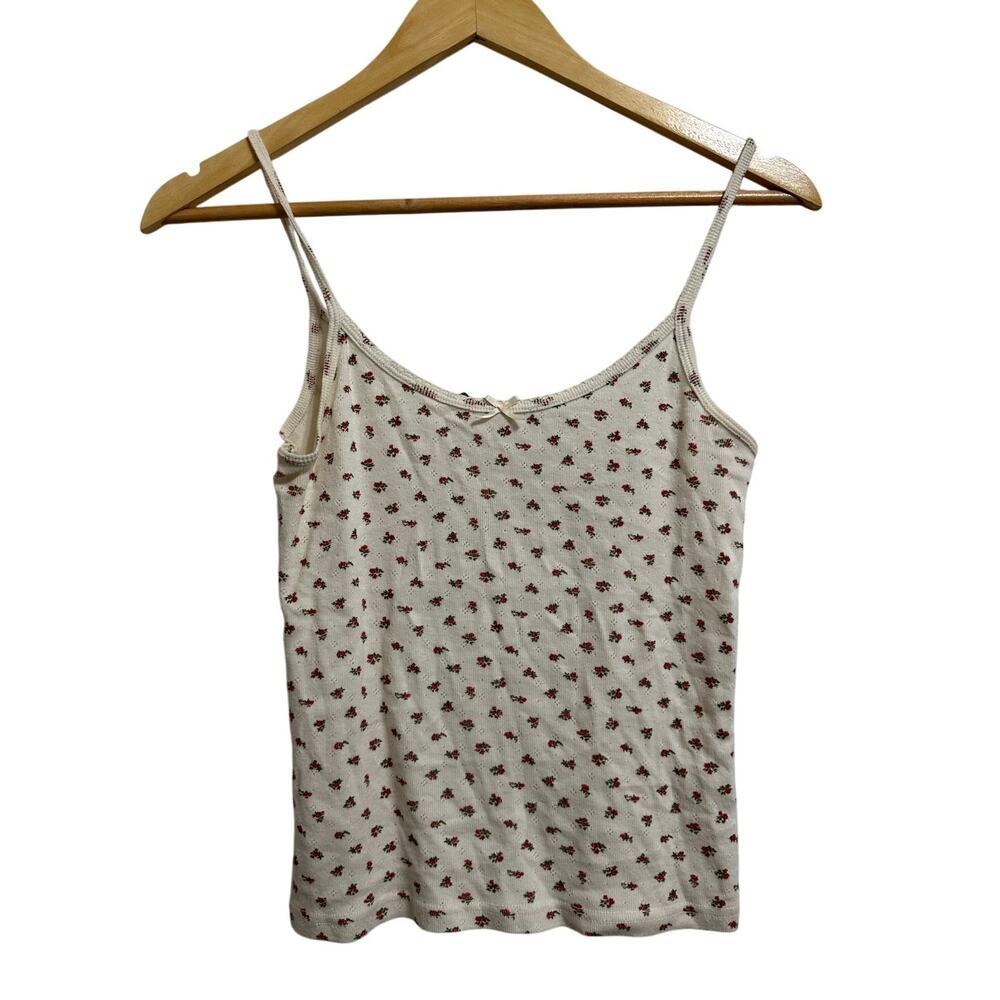 Brandy Melville off‎ white floral cami tank one size